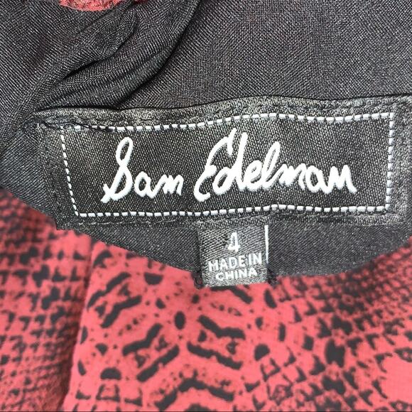 NWT Sam Edelman red and black reptile off shoulder knee length dress size 4 - Picture 3 of 5